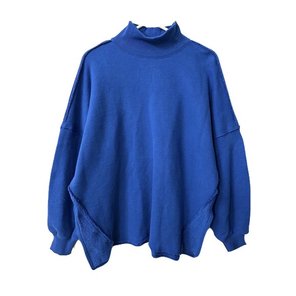 NEW We The Free Womens Size Small Mazarine Blue Oversized Wonderful Pullover - Picture 3 of 10